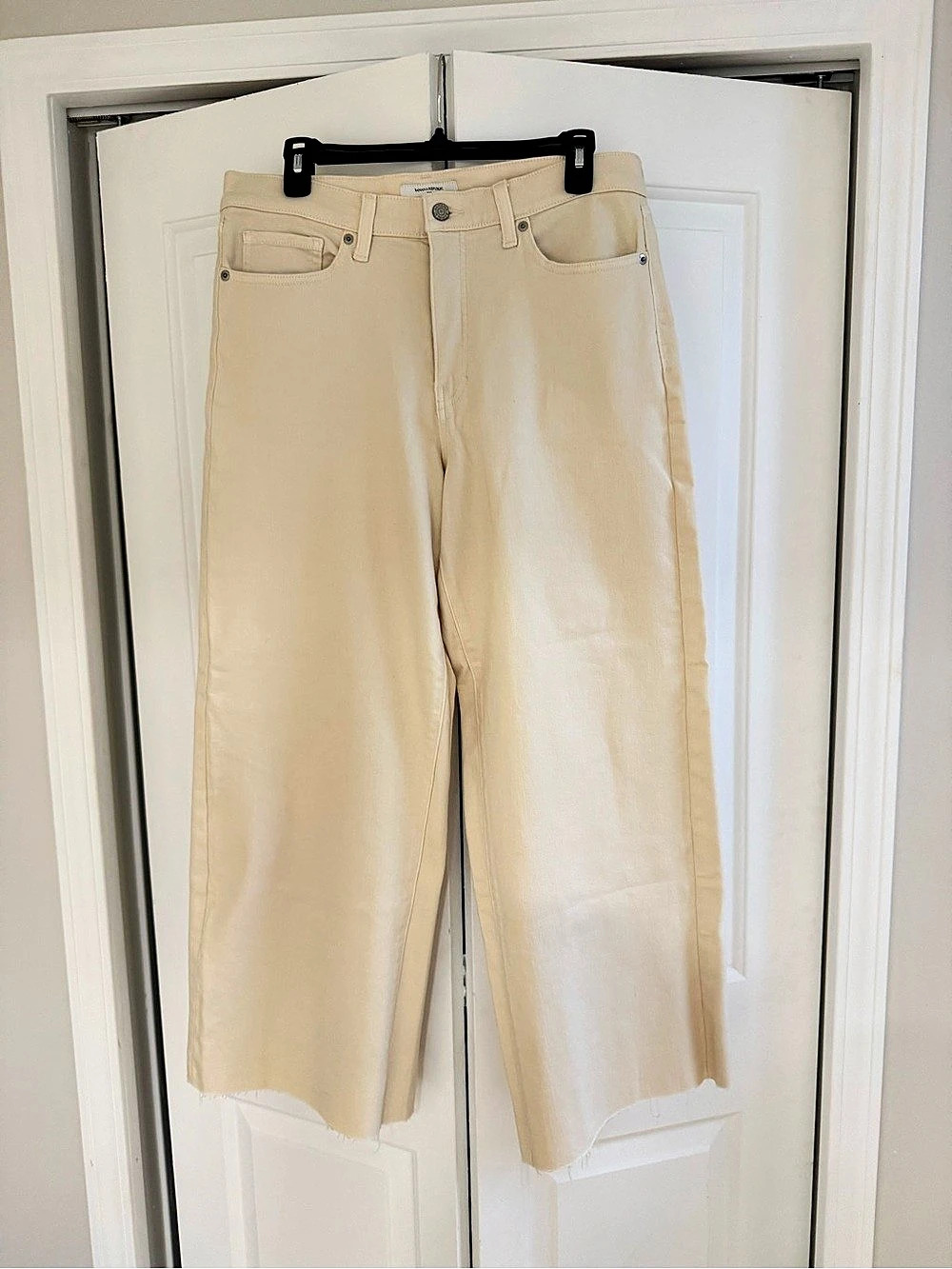 Banana Republic Wide-Leg High-Rise Cropped Jeans, Cream, Waist 30 NWT